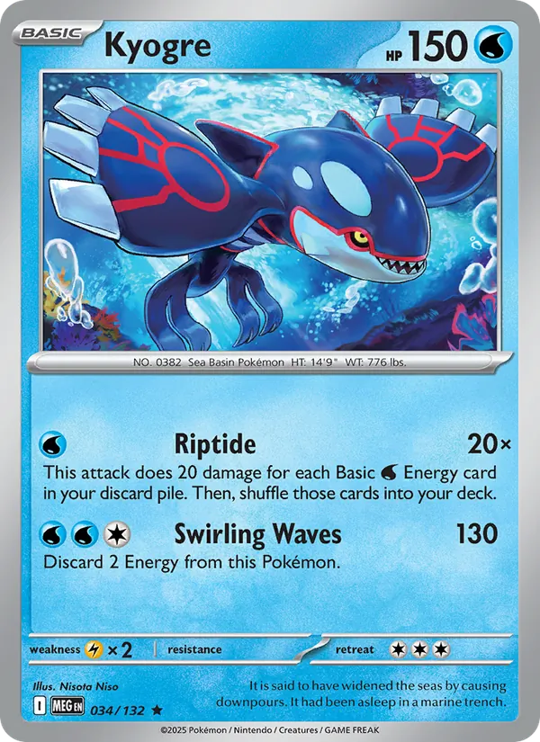 Kyogre 034/132 – Mega Evolution Pokémon TCG