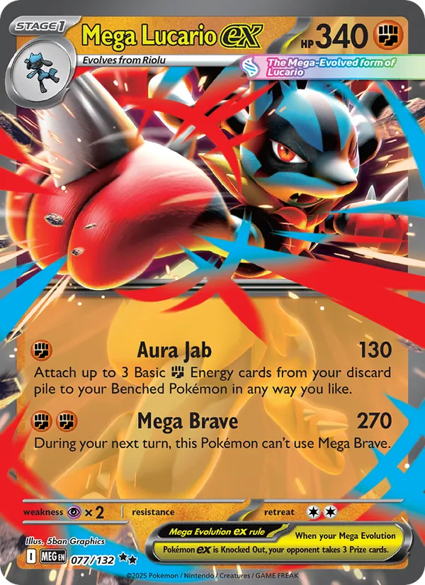 Mega Lucario ex 077/132 – Mega Evolution Pokémon TCG