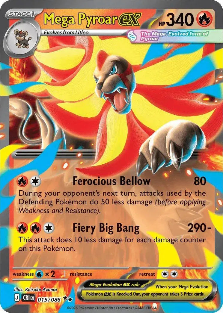 Mega Pyroar ex Chaos Rising Double Rare • 015/086