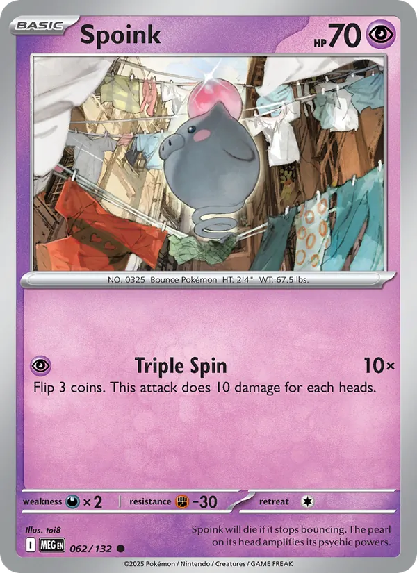 Spoink 062/132 – Mega Evolution Pokémon TCG